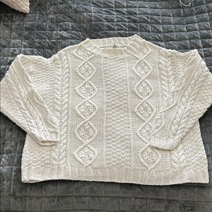 Express Ivory Cable Knit Sweater